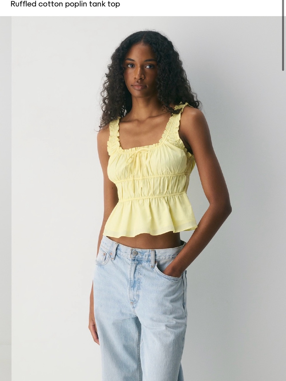 Aritzia Yellow Ruffled Cotton Poplin Tank